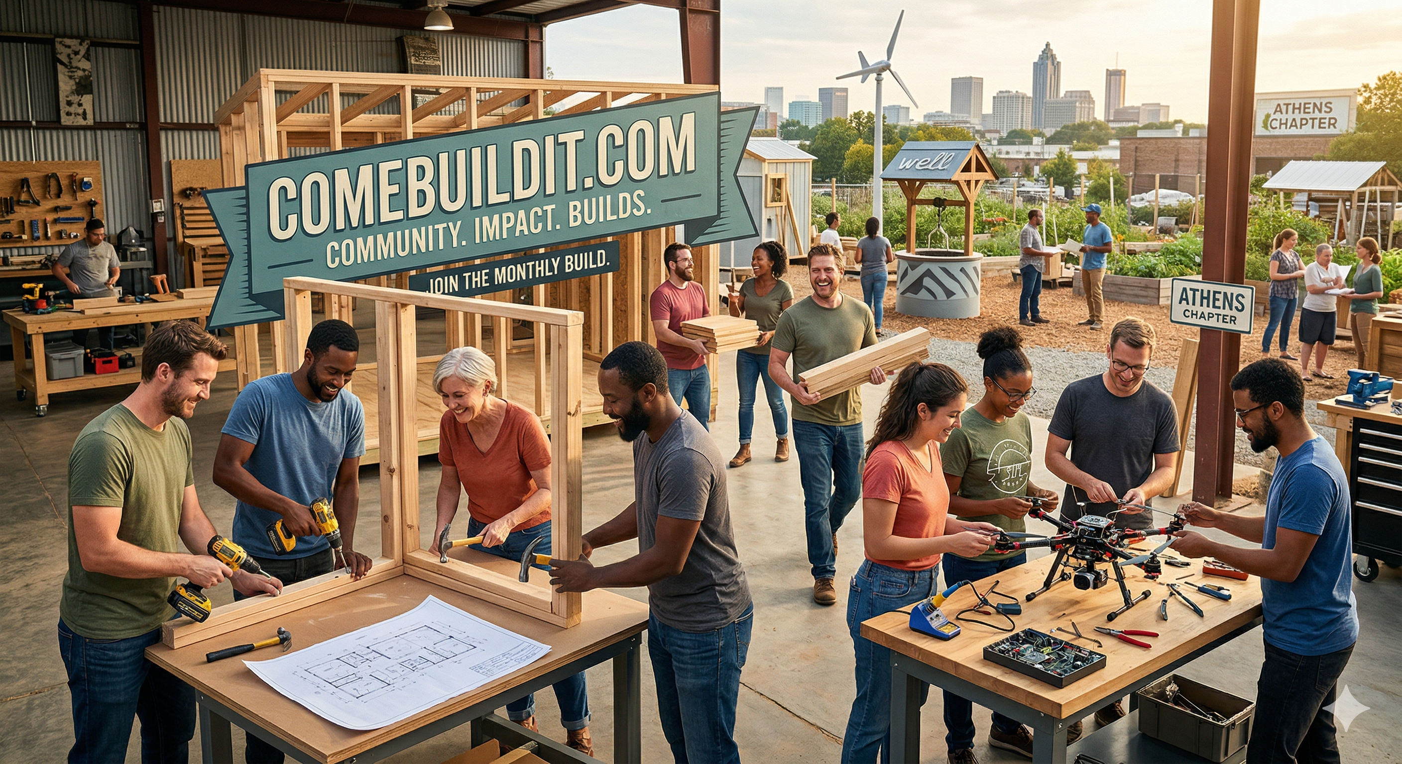 People building together